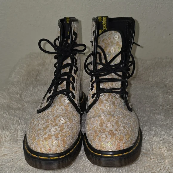 Dr. Martens Lace And Gold GlitterBoots Made In England